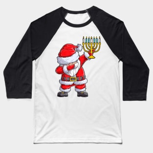 Menorah Santa Hat Chanukah Hanukkah Jewish Christmas Pajama Baseball T-Shirt